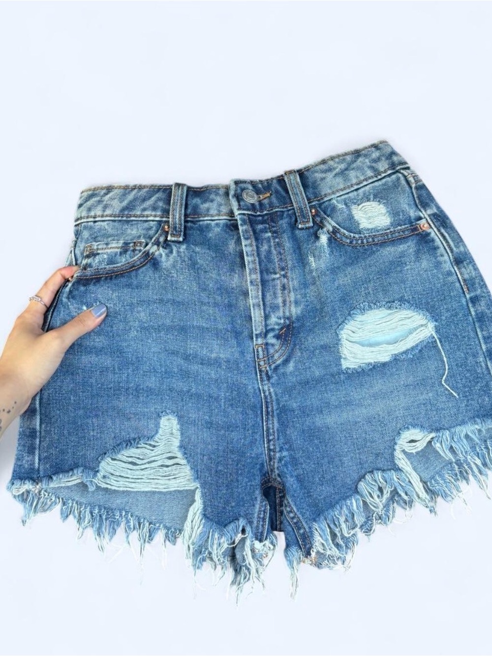 wild fable Distressed Light Blue Denim Shorts